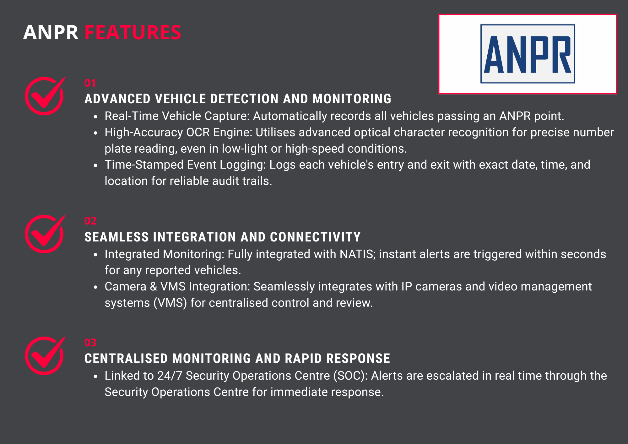 Tedrith ANPR Features Automatic Number Plate Recognition 