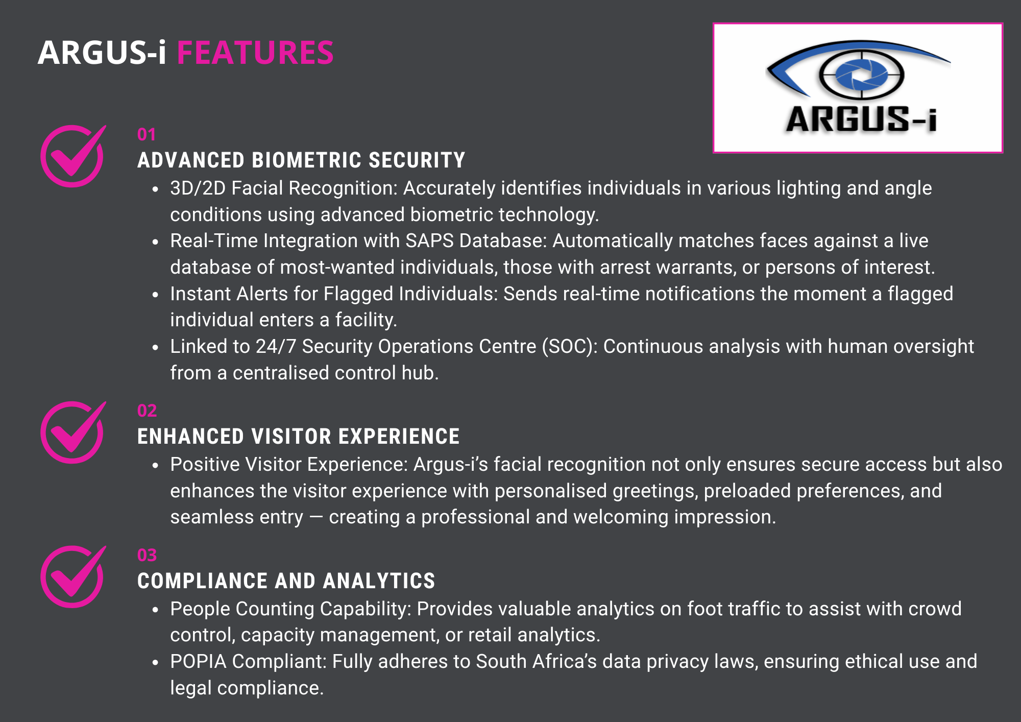 Tedrith Argus-i Features Facial Recognition